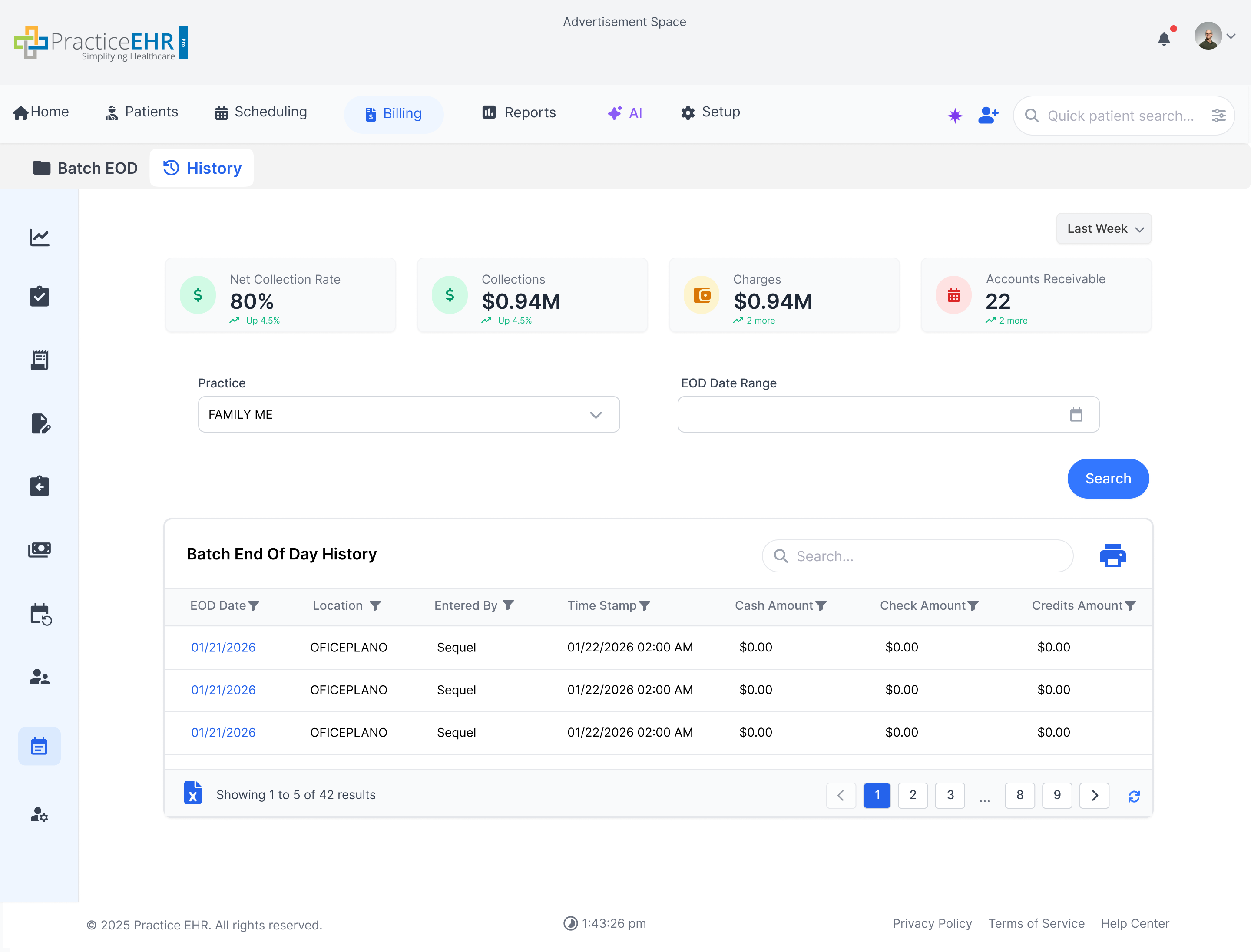 Batch EOD History Screenshot